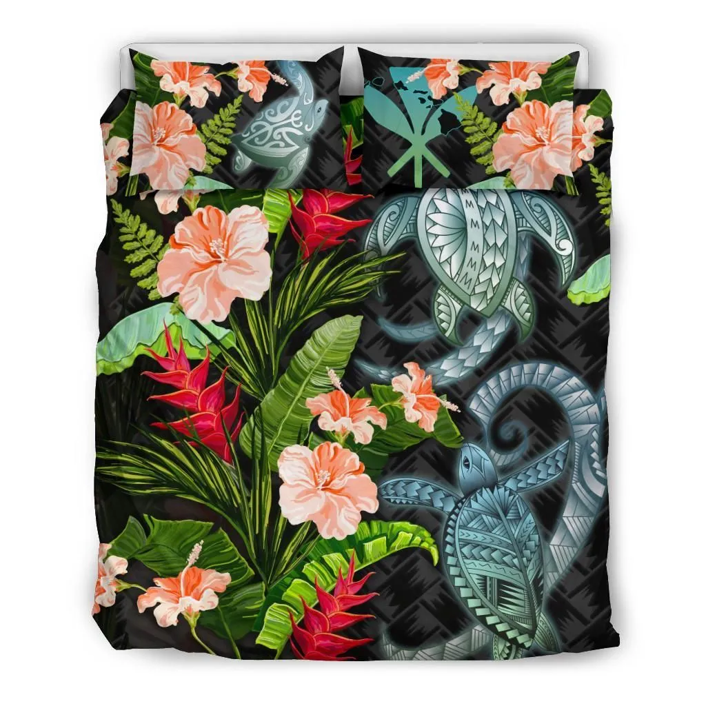 Kanaka Maoli (Hawaiian) Bedding Set Turtle Hibiscus Duvet Cover and Pillow Case