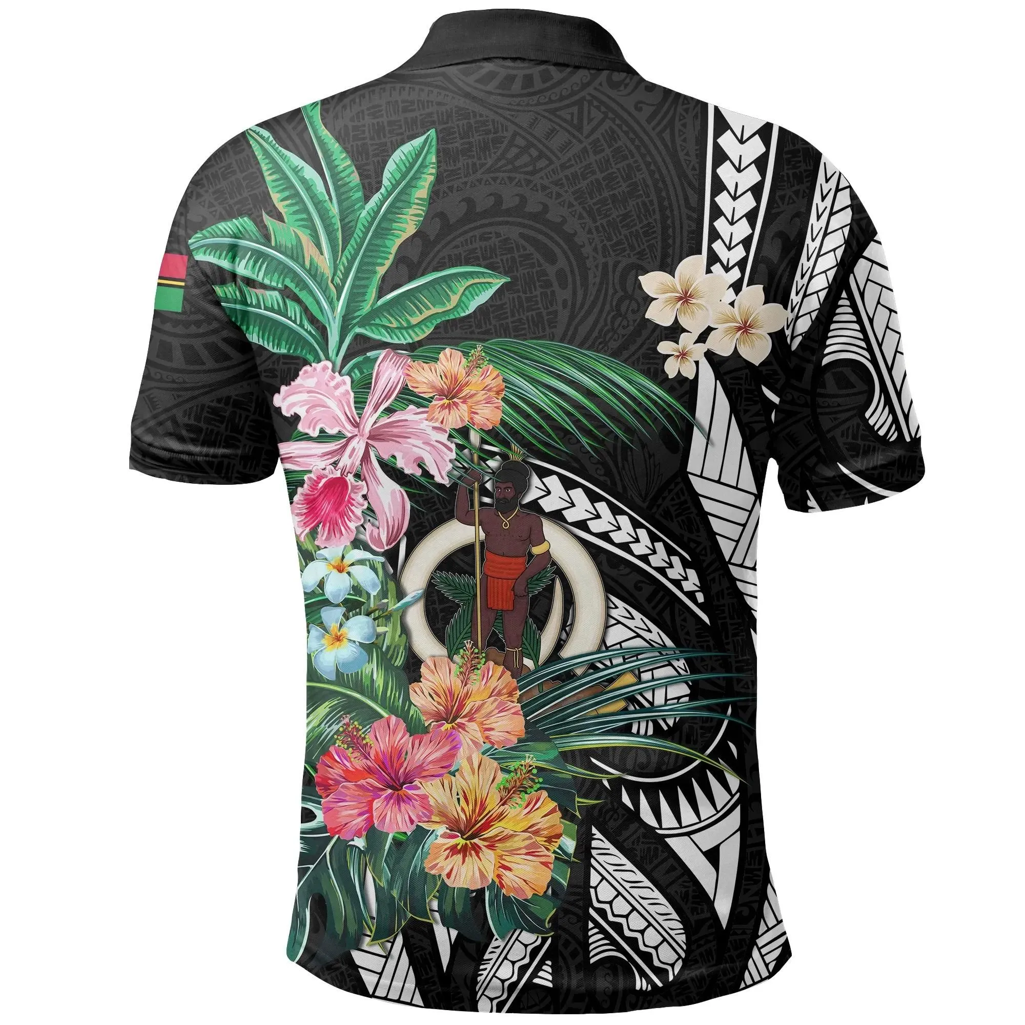 Alohawaii Shirt - Polo Shirt Vanuatu All Over Print Coat Of Arms Polynesian With Hibiscus TH5