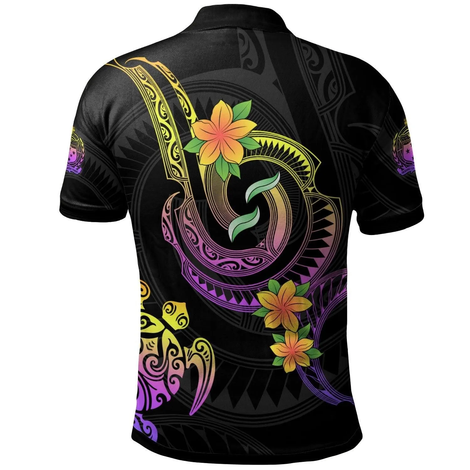 Samoa Custom Personalised Polo Shirt - Plumeria Flowers with Spiral Patterns