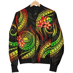 Alohawaii Jacket - Bomber Jacket American Samoa Polynesian - Reggae Plumeria - BN11