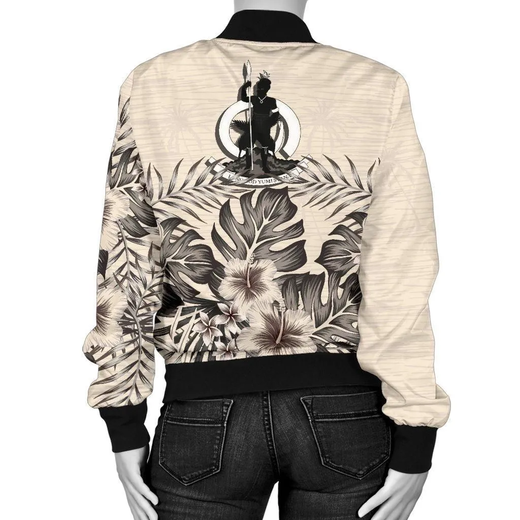 Vanuatu Womens Bomber Jacket - The Beige Hibiscus