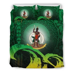 Vanuatu Wave And Hibiscus Green Bedding Set 