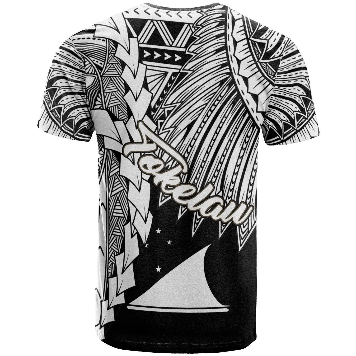 Tokelau Polynesian Custom Personalised T shirt - Tribal Wave Tattoo White
