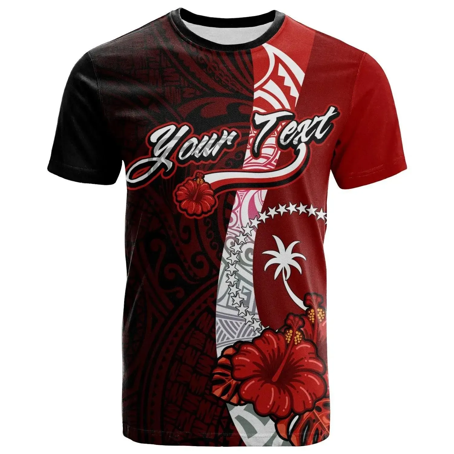 Chuuk Micronesia Custom Personalised T-Shirt - Coat Of Arm With Hibiscus - BN12