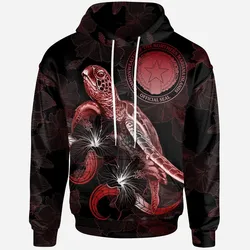 CNMI Polynesian Hoodie - Turtle With Blooming Hibiscus Red