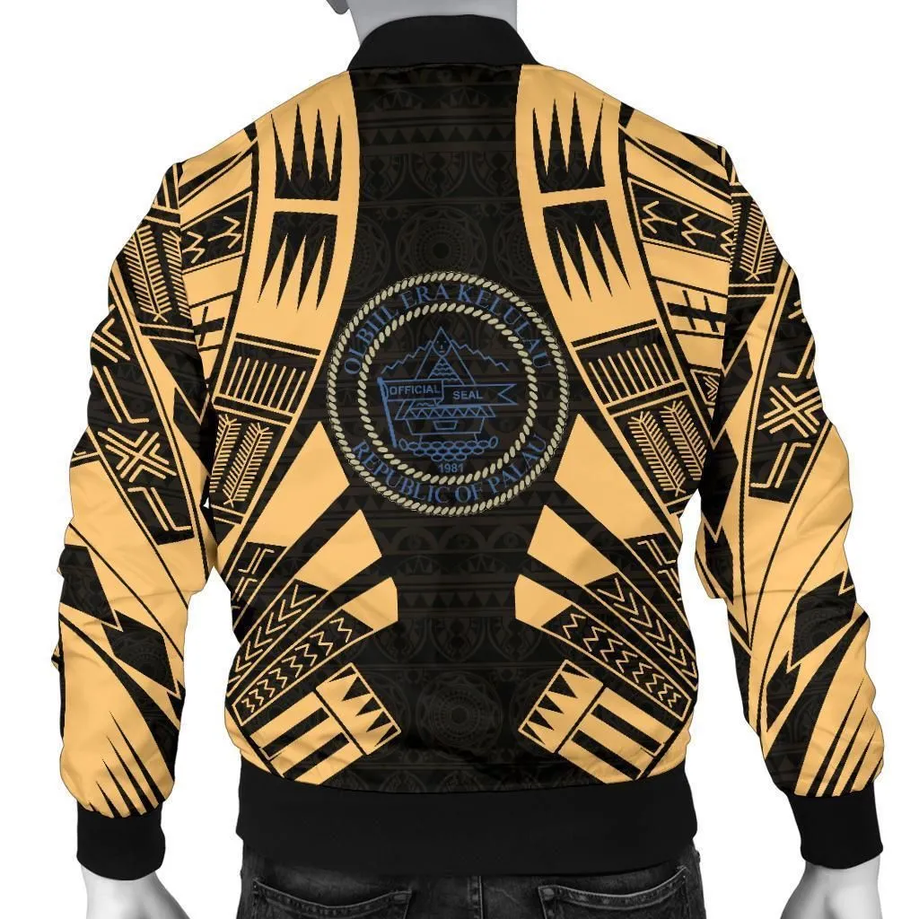 Palau Men Bomber Jackets - Polynesian Tattoo Gold