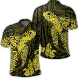 Alohawaii Shirt - Hawaiian Hibiscus Memory Turtle Polynesian Polo Shirt Yellow - AH - JR