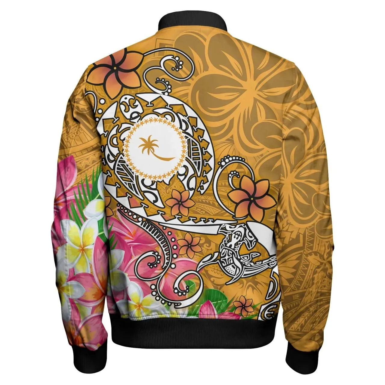 Kosrae Bomber Jacket - Turtle Plumeria (Gold)