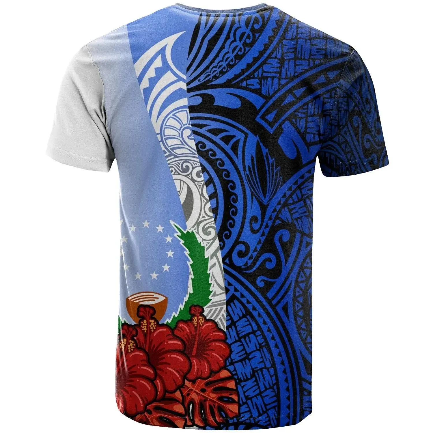 Pohnpei Micronesia Custom Personalised T-Shirt - Coat Of Arms With Hibiscus Blue - BN12