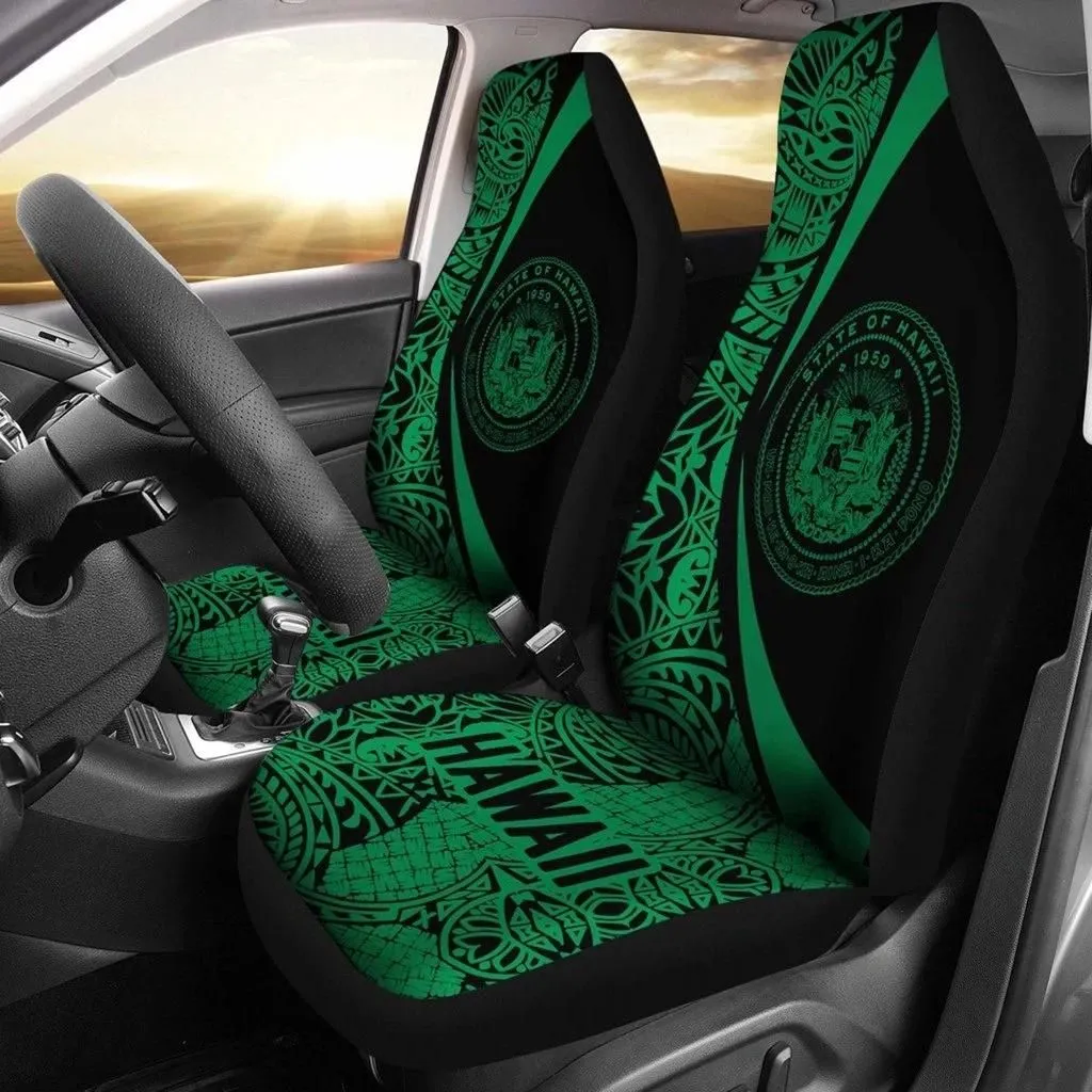 Hawaii Coat Of Arm Polynesian Car Seat Covers - Circle Style 04 J1