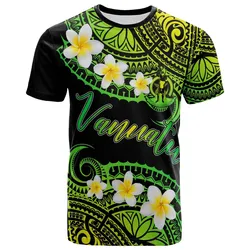 Vanuatu Custom Personalised T-Shirt - Plumeria Polynesian Vibe Green