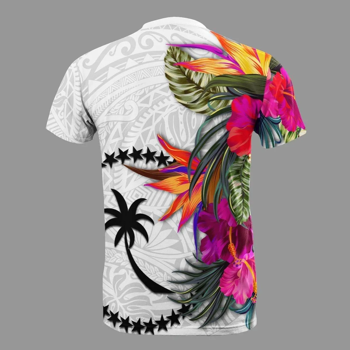 Chuuk Custom Personalised T Shirt - Hibiscus White Pattern