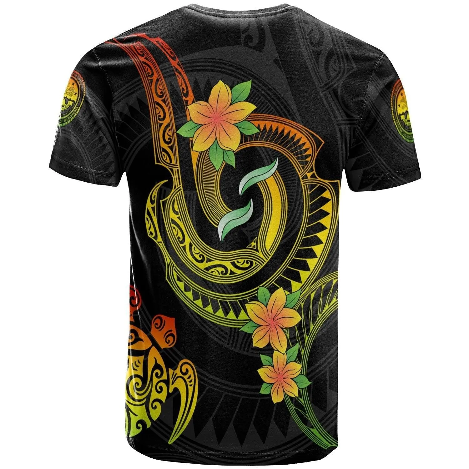Federated States of Micronesia Custom Personalised T- Shirt - Reggae Plumeria Flowers with Spiral Patterns