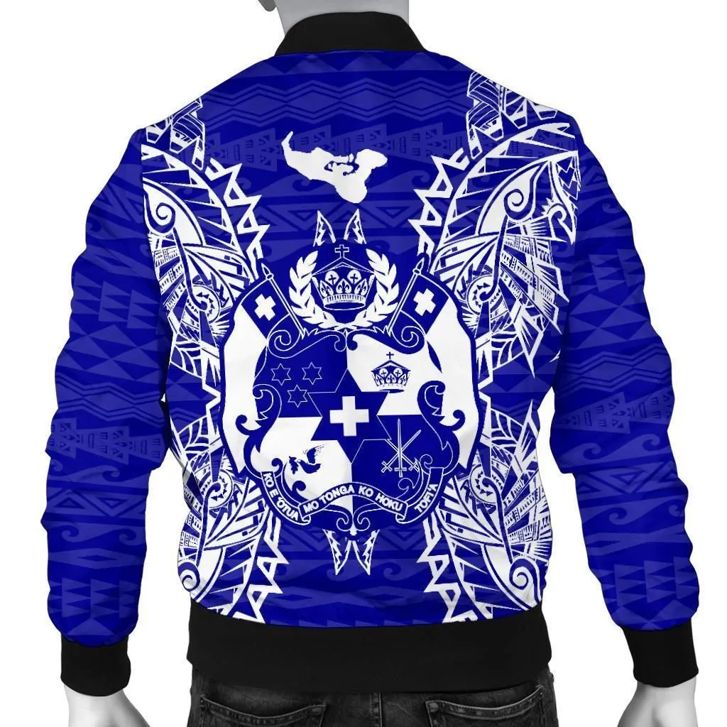 Tonga Polynesian Mens Bomber Jacket Map Blue