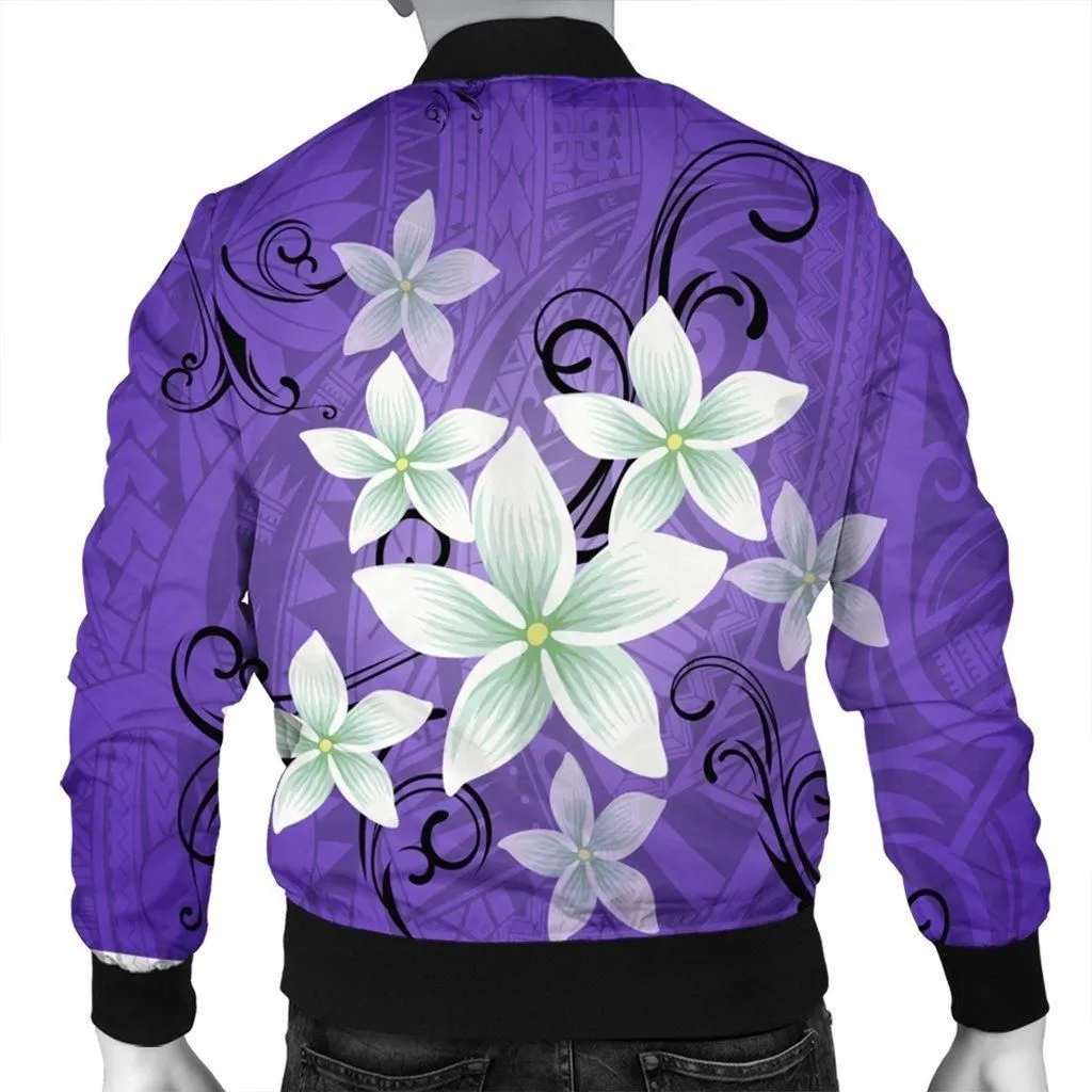 Hawaiian Plumeria Polynesian Bomber Jacket - Purple
