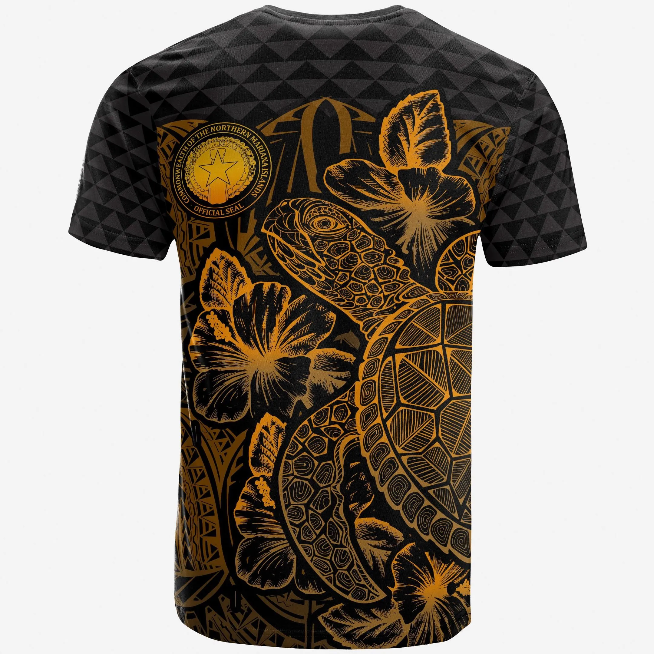 Alohawaii T-Shirt - Tee Northern Mariana Islands Polynesian - Turtle Hibiscus Gold - BN39