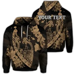 Alohawaii Hoodie - (Personalised) Hawaiian Fish Hook Hibiscus Banzai Surfing Polynesian Hoodie Gold - AH - J5R