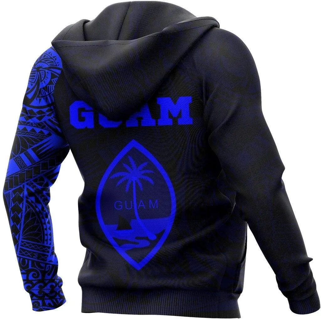 Guam Hoodie - Guam Coat of Arms Polynesian Tattoo Style Special BLue