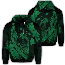 Hawaiian Fish Hook Hibiscus Banzai Surfing Polynesian Hoodie Green