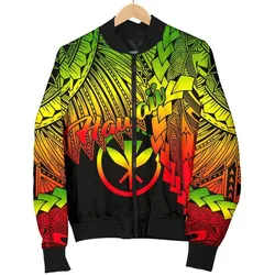 Polynesian Hawaii Mens Bomber Jacket - Tribal Wave Tattoo Reggae