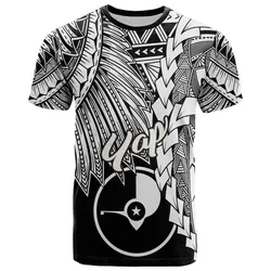 Yap Micronesia T-Shirt - Tribal Wave Tattoo White