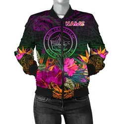 Palau Personalised Women's Bomber Jacket - Summer Hibiscus - BN15