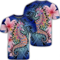 Alohawaii Tee - Hawaii Polynesian Pink Hibiscus Seahorse T-shirt AH - J5R