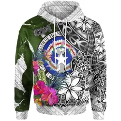 Alohawaii Clothing - Hoodie Northern Mariana Islands White - Turtle Plumeria Banana Leaf - BN11