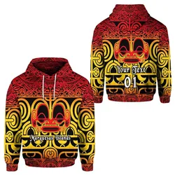 (Custom Personalised) Marquesas Islands Hoodie Marquesan Tattoo Simple Style - Gradient Red LT8