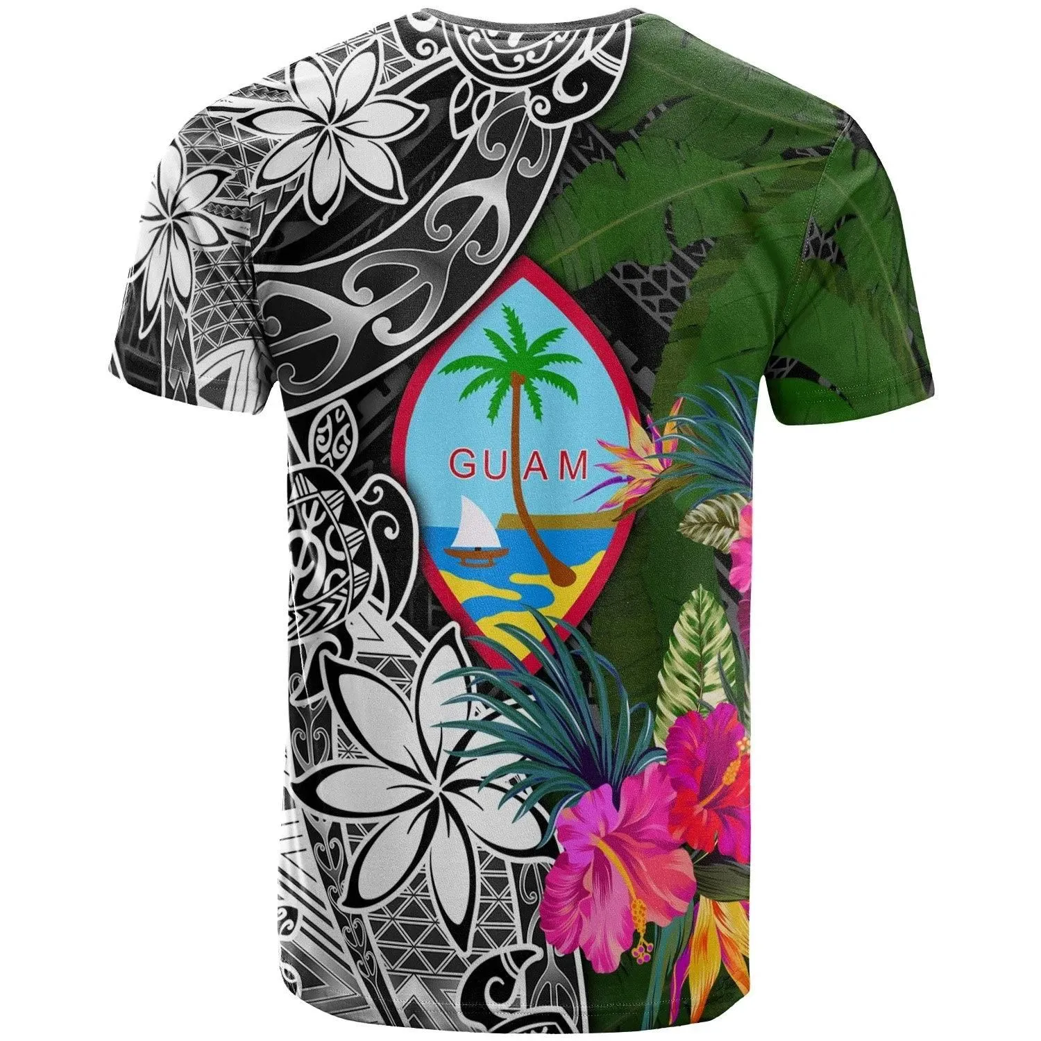 Guam T-Shirt - Turtle Plumeria Banana Leaf - BN11