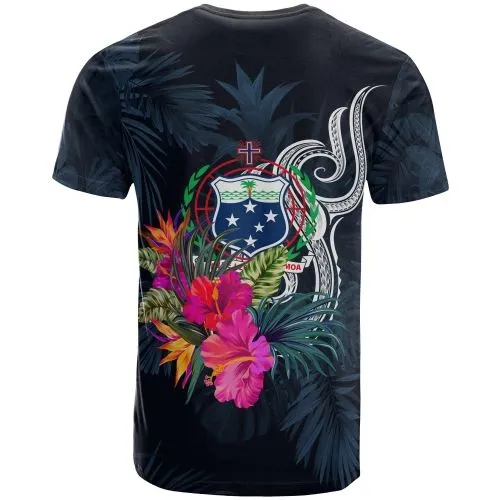 Samoa Polynesian T shirt - Tropical Flowers