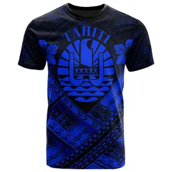 Tahiti Polynesian  T-Shirts - Tahiti Blue Seal Camisole Hibiscus Style - BN18