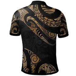 Hawaii Kanaka Maoli Polynesian Polo Shirt - Poly Tattoo Gold Version