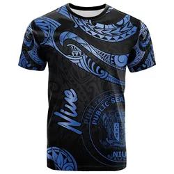 Niue Polynesian Polynesian T shirt - Poly Tattoo Blue Version
