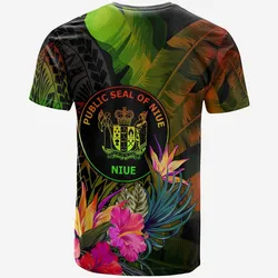 Niue Polynesian Personalised T-Shirt - Hibiscus and Banana Leaves