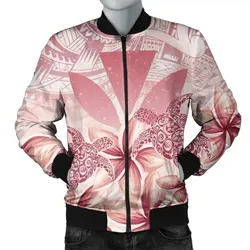FamilyGater Jacket - Hawaii Turtle Kanaka Plumeria Polynesian Bomber Jacket Pink - AH - J4R