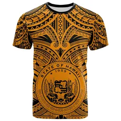 Hawaii T-Shirt - Coat of Arm Hawaii & Polynesian Tattoo