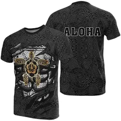 Hibiscus Polynesian Gray Hawaii Turtle T-Shirt - AH - J1