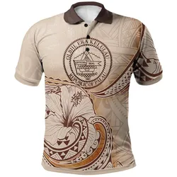 Palau Polo Shirt - Hibiscus Flowers Vintage Style