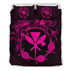 FamilyGater Home Set - Hawaii Kanaka Turtle Hibiscus Polynesian Bedding Set - Anthea Style Pink - AH - J4