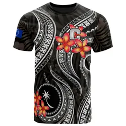 Alohawaii T-Shirt - Tee Chuuk Micronesian - Black Plumeria - BN11