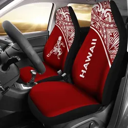 Hawaii Car Seat Covers - Polynesian Warriors Tattoo White Curve Red