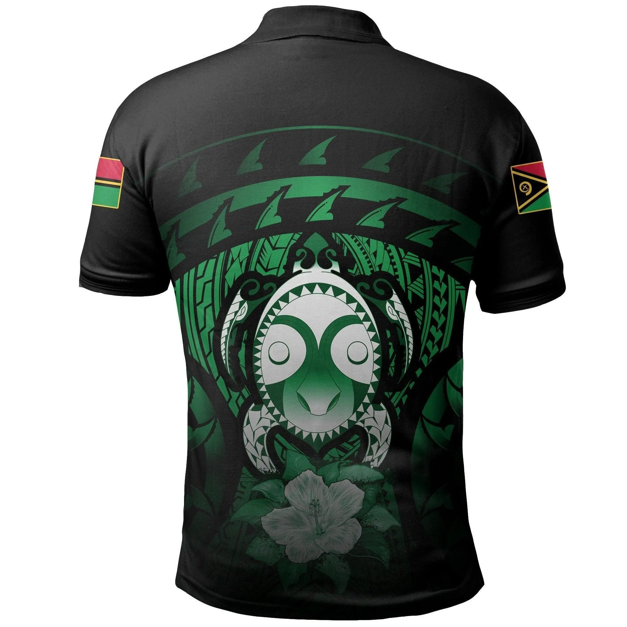 Vanuatu Turtle Hibiscus Polo Shirt (Green)