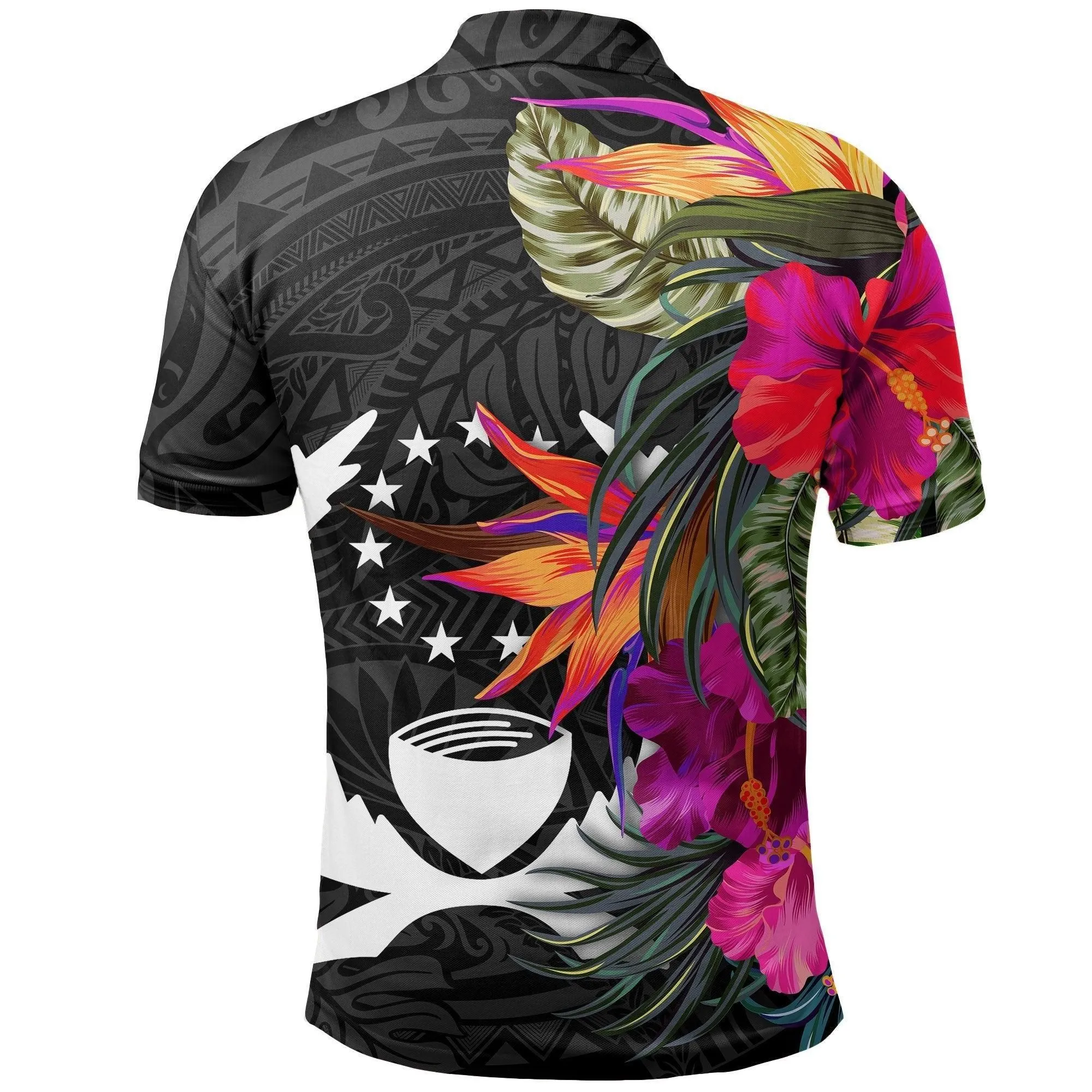 Pohnpei Polo Shirt - Hibiscus Polynesian Pattern
