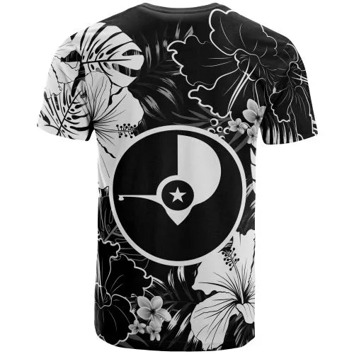 Yap Micronesia T shirt - White Hibiscus Palm Monstera