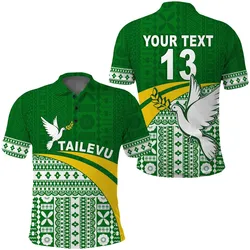(Custom Text and Number) Tailevu Rugby Polo Shirt Fiji Rugby Tapa Pattern Green LT13
