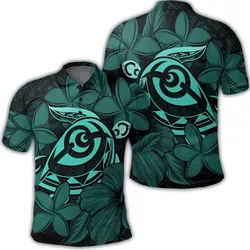 Alohawaii Shirt - Hawaiian Turtle Hibiscus Plumeria Kanaka Polynesian Polo Shirt Turquoise - Soft Style - AH - J4R