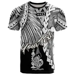 New Caledonia Polynesian Custom Personalised T-Shirt - Tribal Wave Tattoo White