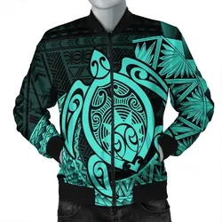 Alohawaii Jacket - Hawaii Polynesian Turtle Bomber Jacket - Turquoise - AH - J4R