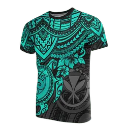 Polynesian Hawaii anaka Maoli Turquoise Turtle Hibiscus Unisex 3D T-Shirt All Over Print ONCHG